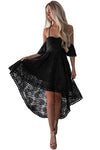 Black Backless Off Shoulder High Low Prom Party Dress