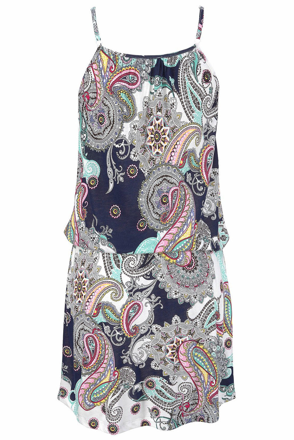 White Paisley Print Casual Dress