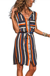 Blue Sleeveless Tank Shirt Dress