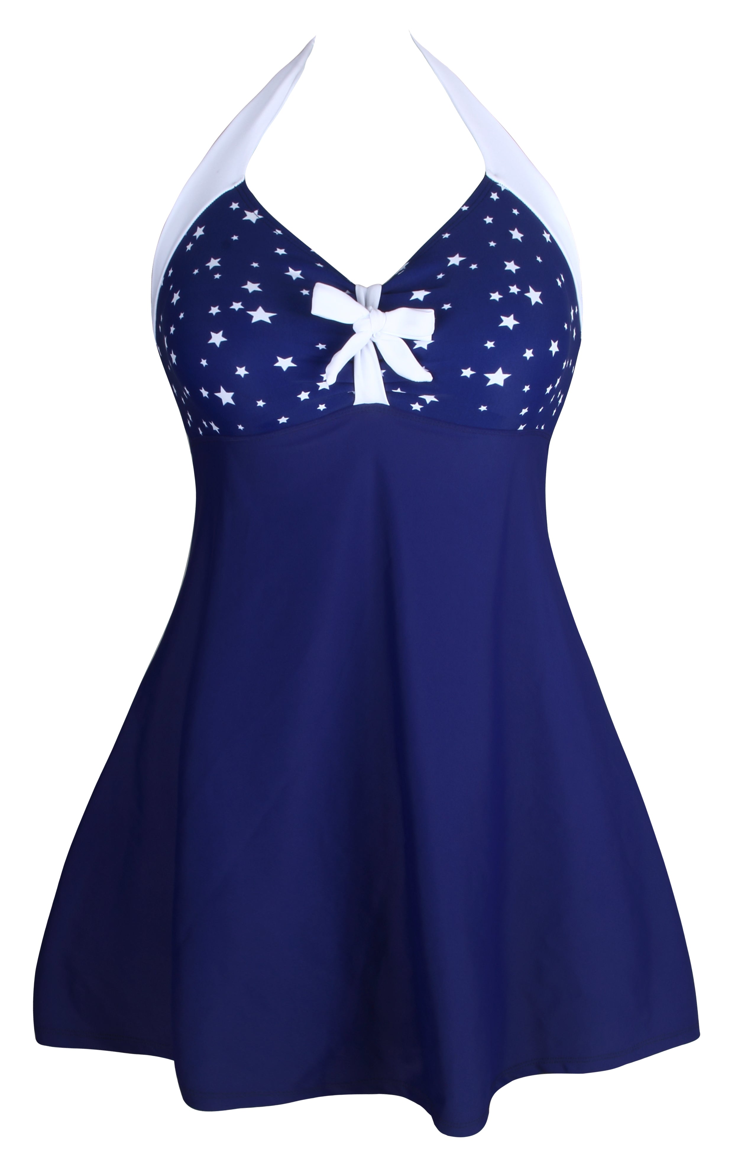 White Starlet Navy One-piece Swimdress
