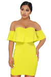 Yellow Off The Shoulder Ruffle Mini Dress