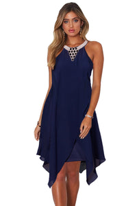 Blue Sleeveless Short Handkerchief Dress