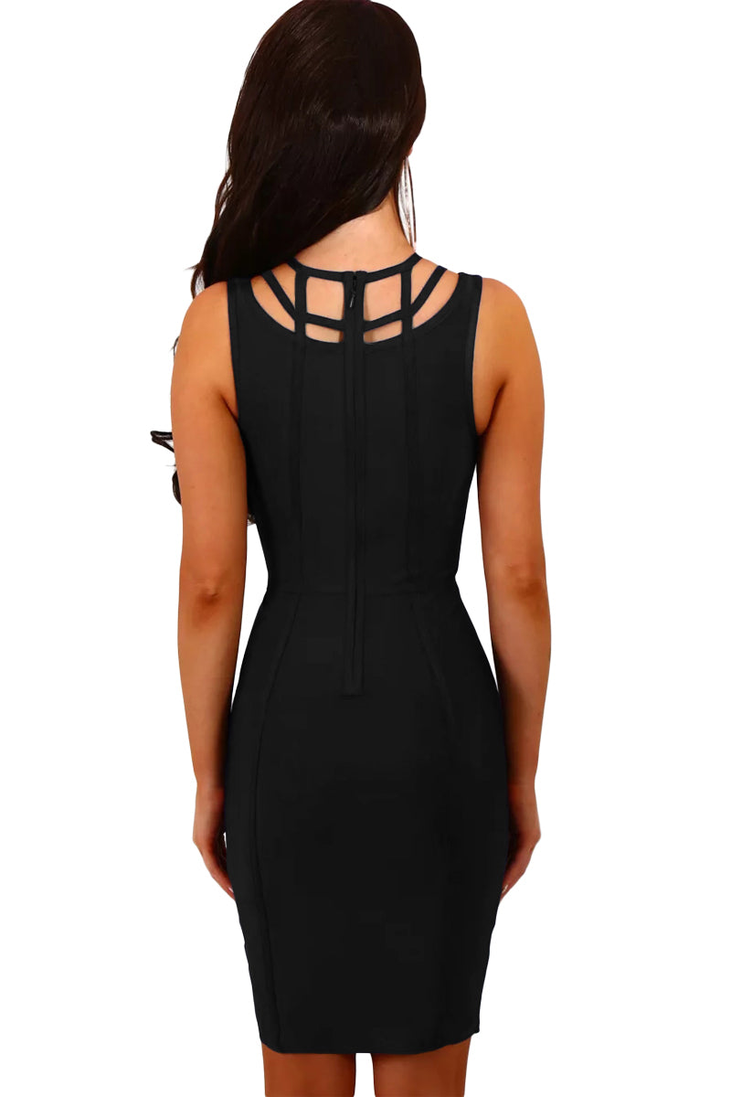 Black Cage Top Bandage Mini Dress