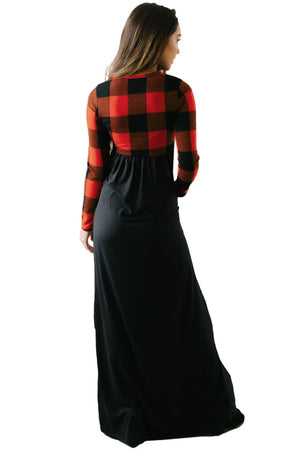 Black Buffalo Print Top Long Maxi Dress