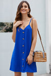 Blue Buttoned Slip Dress