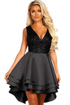 Heart Broken Black Gold Sequin Multi Layer Skater Dress