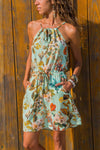 Green Floral Print Tank Tunic Dress