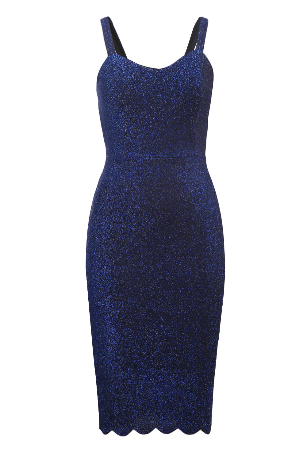Royal Blue Sleeveless Glitter Midi Dress
