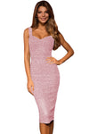 Pink  Sleeveless Glitter Midi Dress