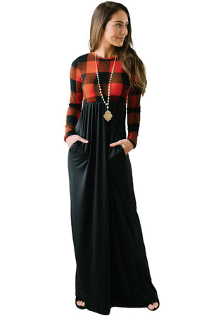 Black Buffalo Print Top Long Maxi Dress