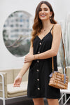 Black Buttoned Slip Dress