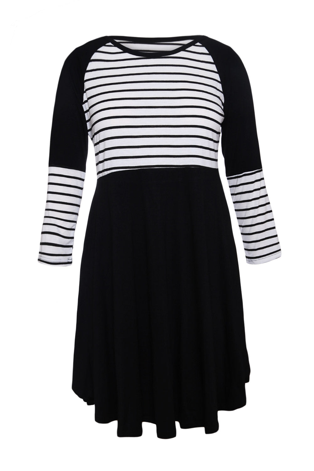 Black Chic Blocked Stripe Jersey Dress