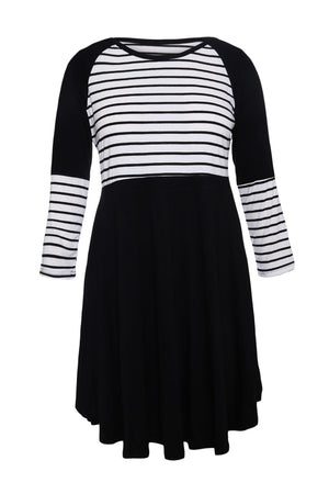 Black Chic Blocked Stripe Jersey Dress