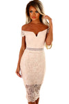 Apricot Lace Bardot Midi Dress