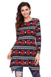 Cute Christmas Reindeer Print Black Swingy Mini Dress