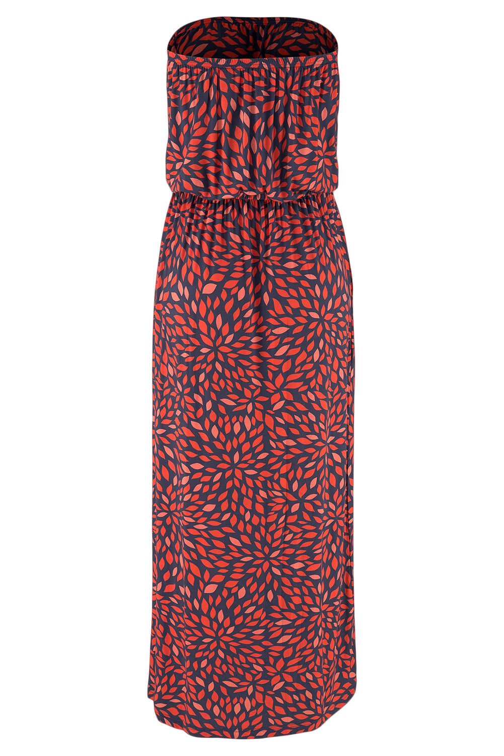 Red Bohemian Bandeau Floral Print Maxi Dress