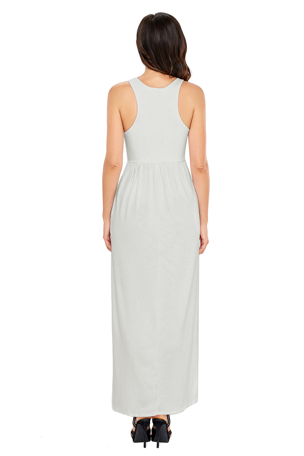White Racerback Maxi Dress with Pockets