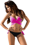 Rosy Wrap Front Halter Bikini Tie Side Bottom Swimsuit