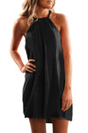 Black Halter Sleeveless Casual Mini Dress