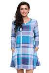 Blue Gray Plaid Mini Dress