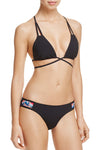 Woven Detail Triangle Bikini Black 2pcs Swimsuit