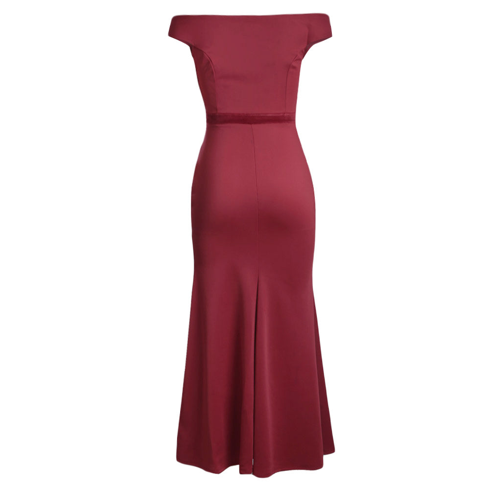 Red Ballroom Bound Off-The-Shoulder Maxi Dress