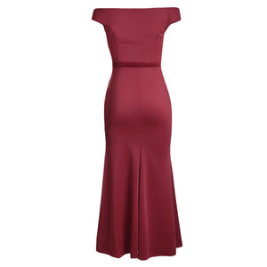 Red Ballroom Bound Off-The-Shoulder Maxi Dress