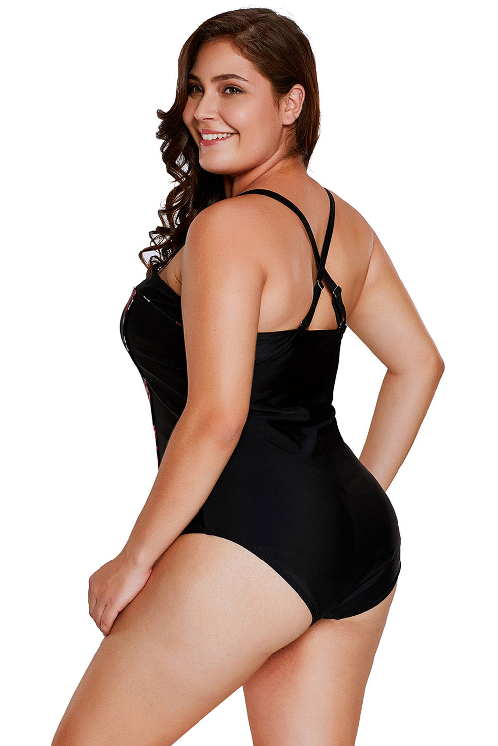 Blooming Rose Print Hourglass One Piece Swimsuit