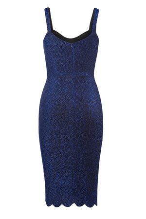 Royal Blue Sleeveless Glitter Midi Dress