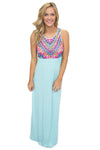 Stylish Tribal Print Sleeveless Mint Maxi Dress