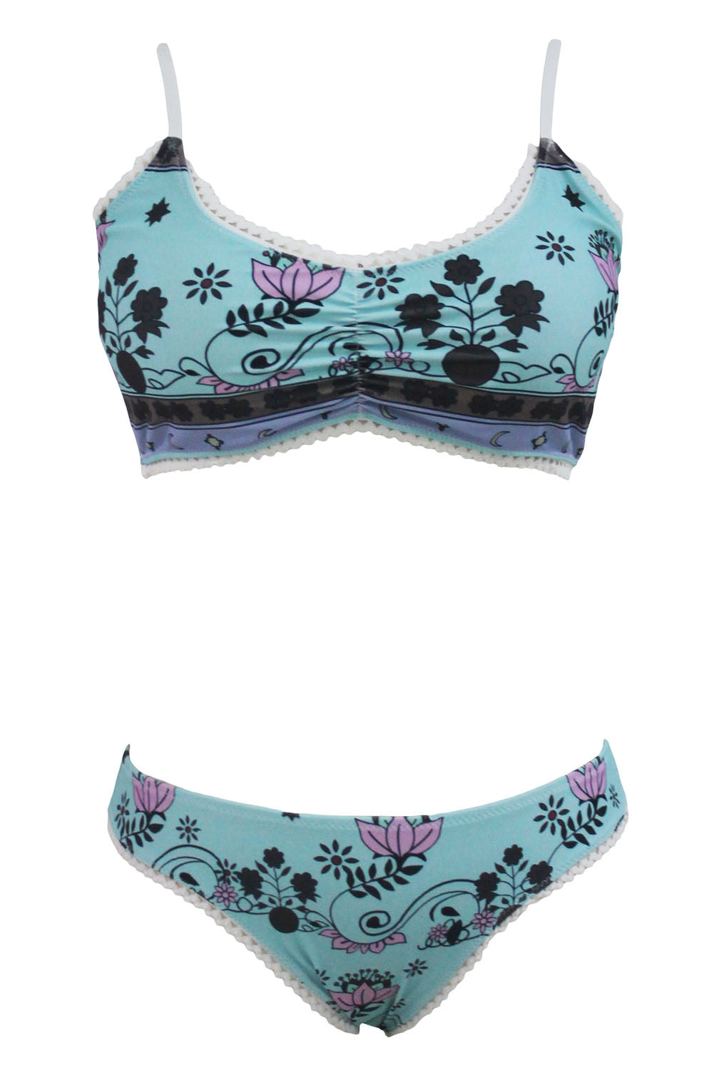 Green Gypsy Bohemian Print Balconette Bikini Swimsuit