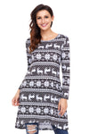 Geometric Snowflake Black Long Sleeve Christmas Dress