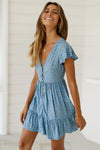 Sky Blue Floral Print Valentina Dress