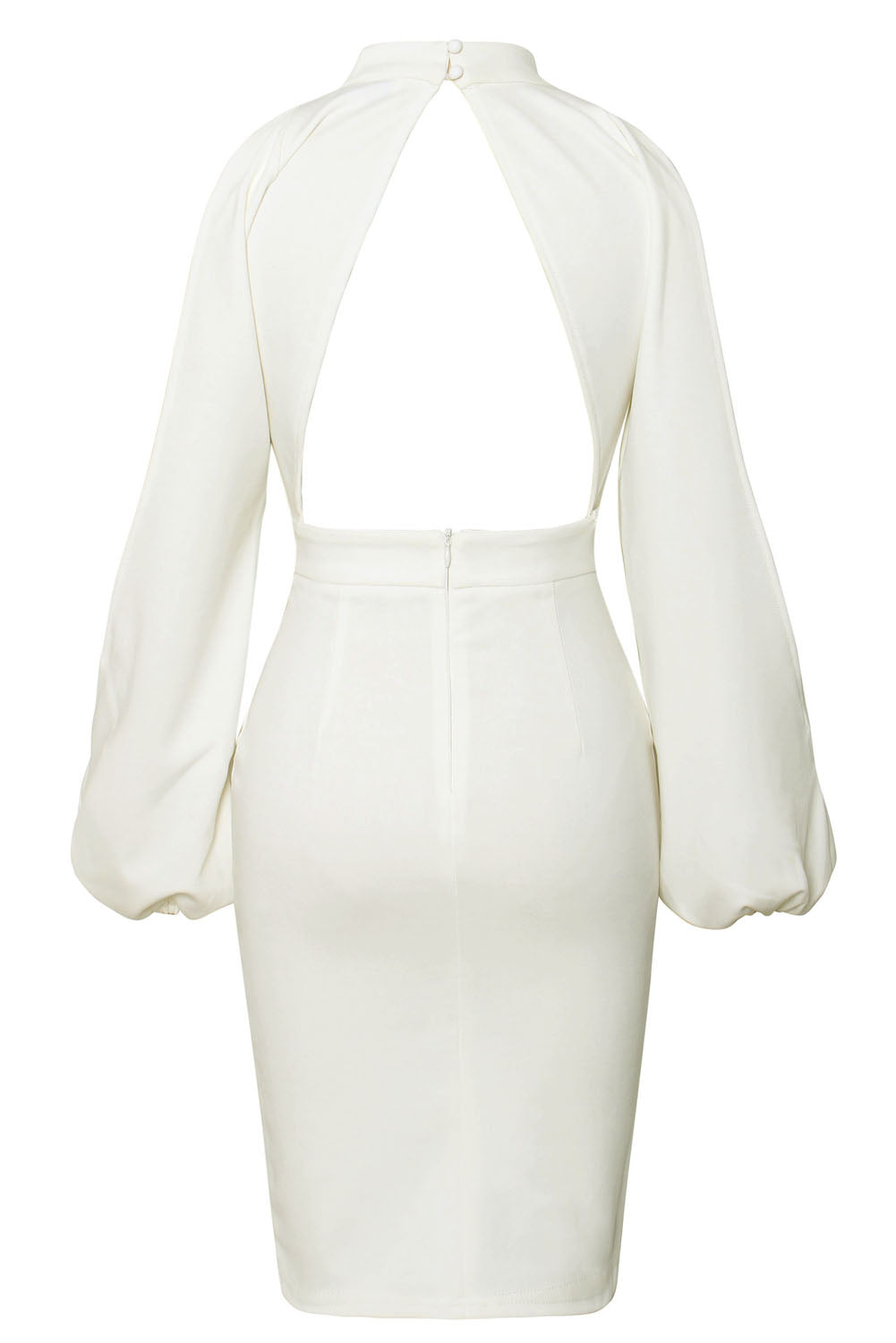 White Cut Out Sleeve Stretch Crepe Bandage Party Dress