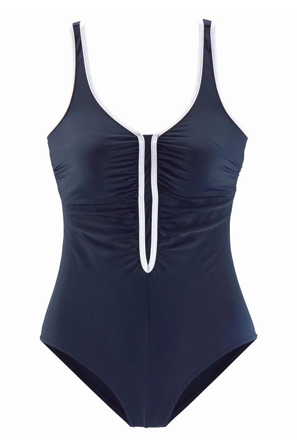 Blue Sporty Swimsuit with Contrast Piping