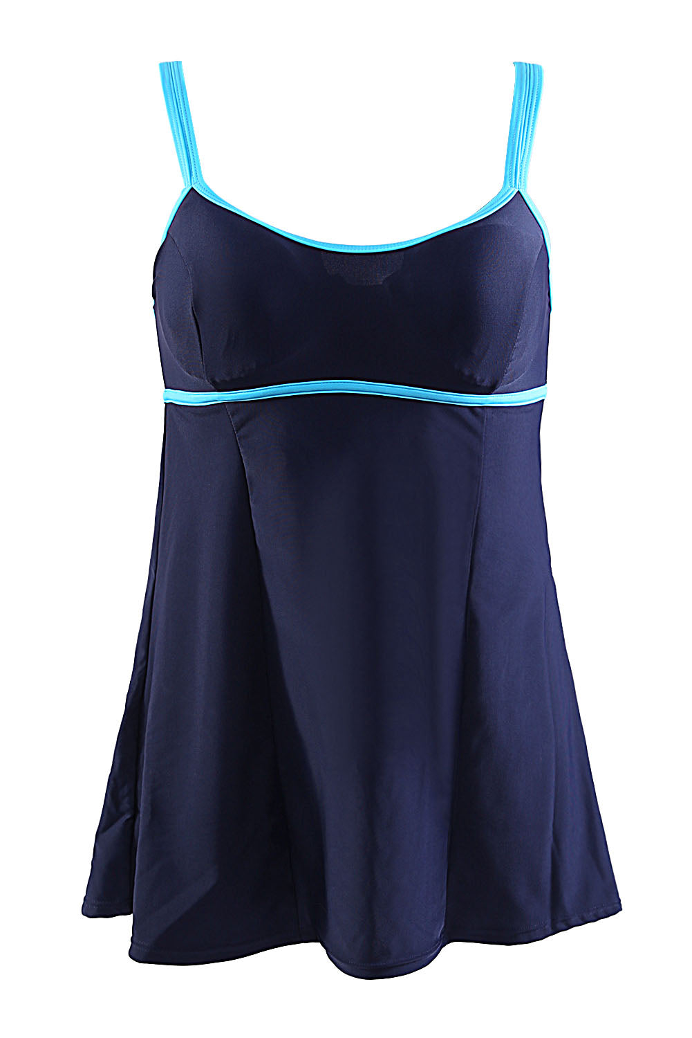 Stylish Double Shoulder Straps Navy One-piece Swimdress