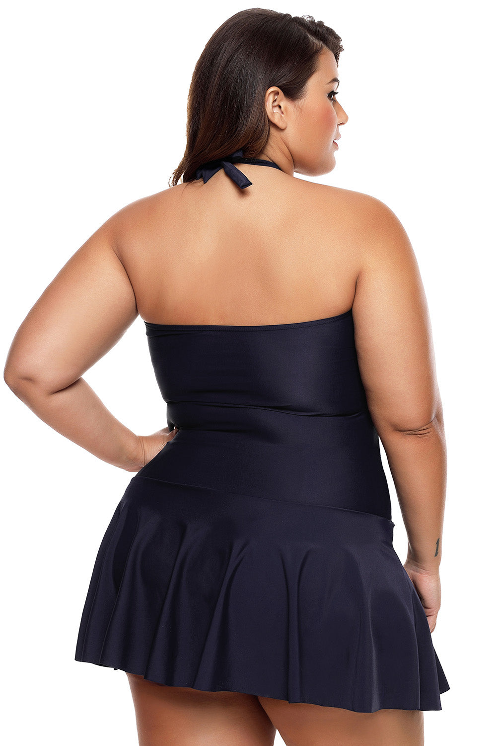 Blue Color Gradient Sweet Halter Swimdress