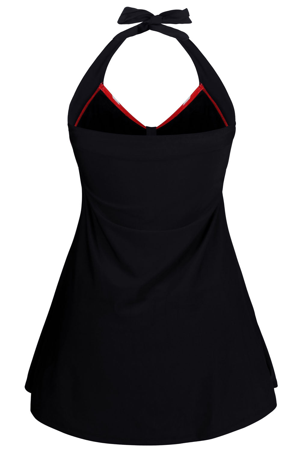 Red White Stripes Black One-piece Swimdress