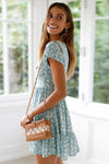 Green Floral Print Valentina Dress