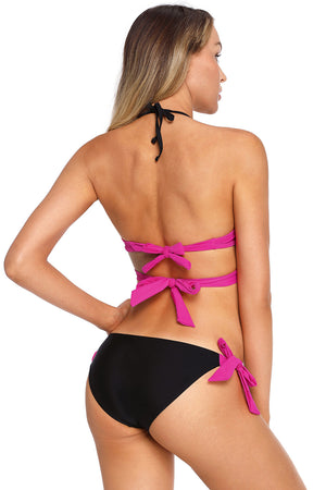 Rosy Wrap Front Halter Bikini Tie Side Bottom Swimsuit