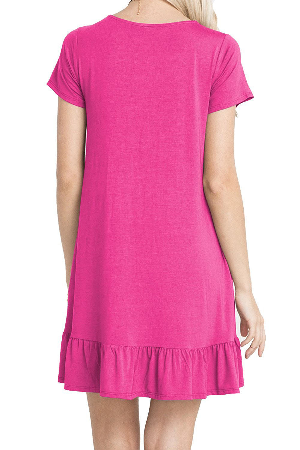 Rosy Short Sleeve Draped Hemline Casual Shirt Dress