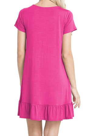 Rosy Short Sleeve Draped Hemline Casual Shirt Dress