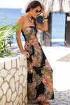 Orange Bohemian Bandeau Floral Print Maxi Dress