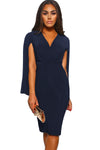 Blue Manhattan Moment Cape Wrap Front Midi Dress