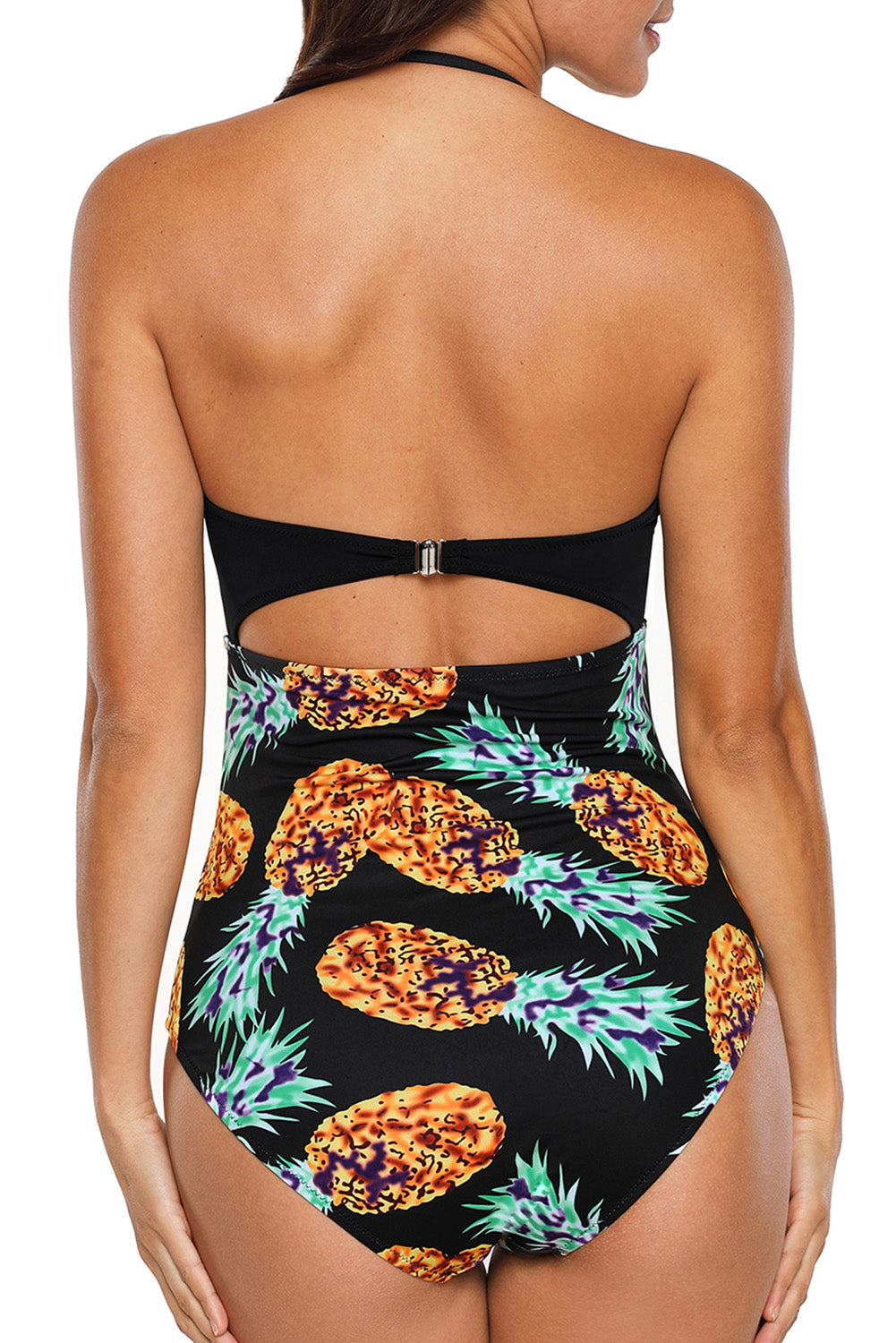 Multicolor Solid Color Bodice Floral Panty Swim Maillot