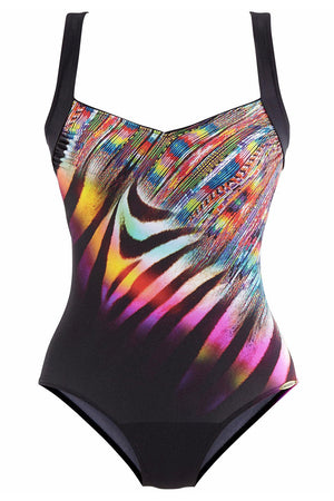 Multicolor Neon Tie Dye Print Maillot Swimsuit
