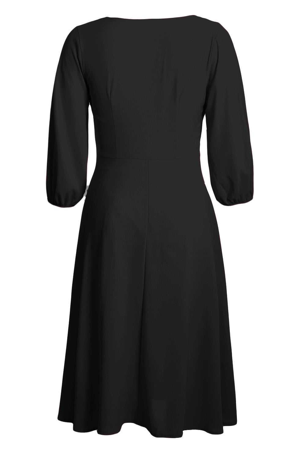Black Button Front Balloon Sleeve Vintage Dress