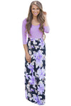 Purple Floral Boho Holiday Maxi Dress