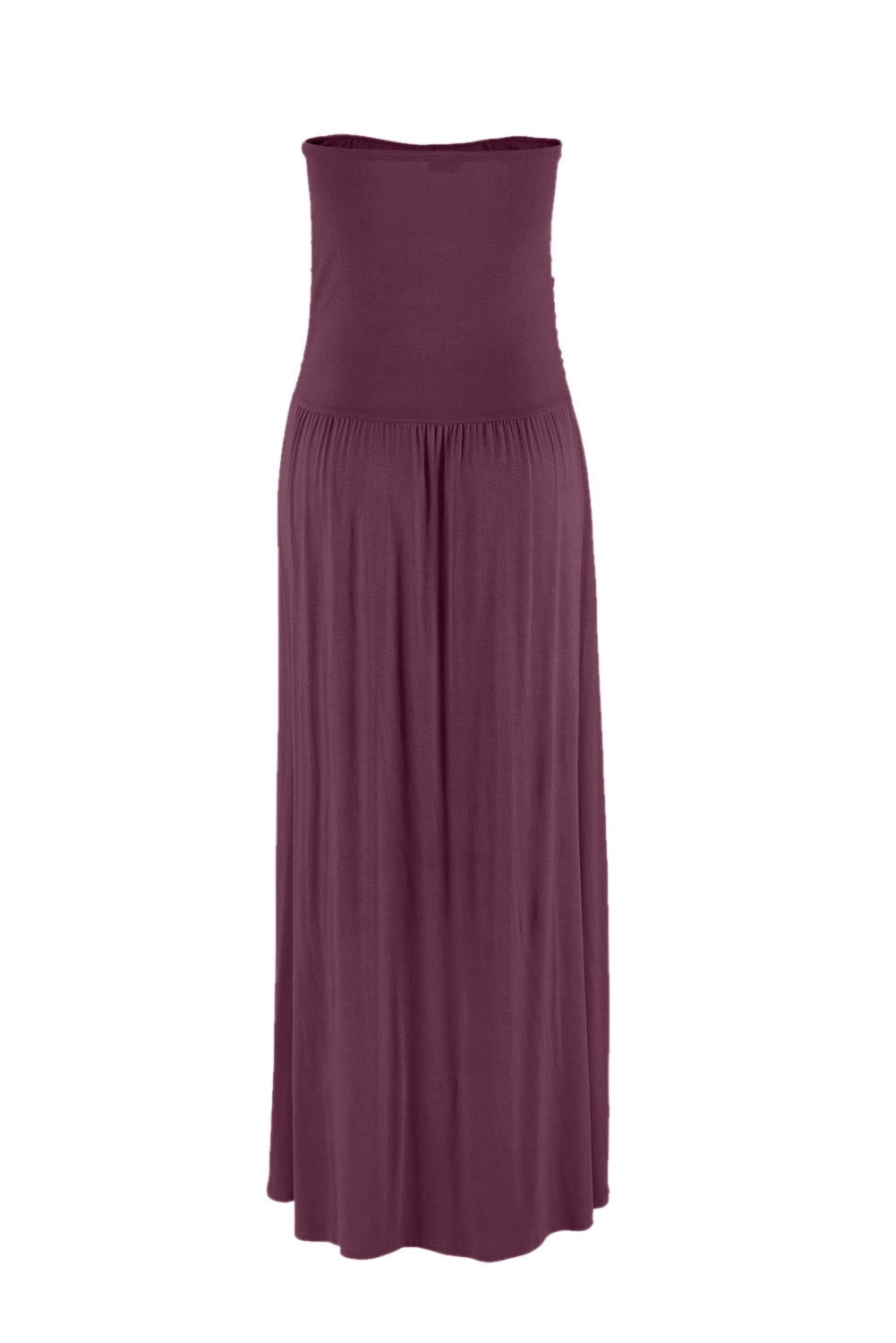 Purple Strapless Bodice Empire Waist Maxi Dress