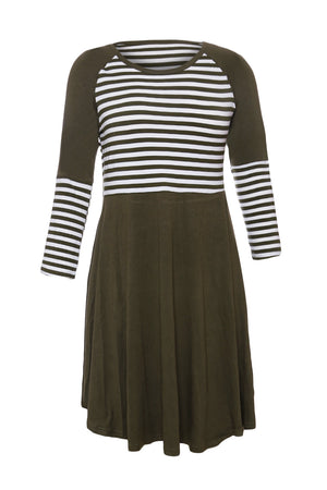 Olive Chic Blocked Stripe Jersey Dress